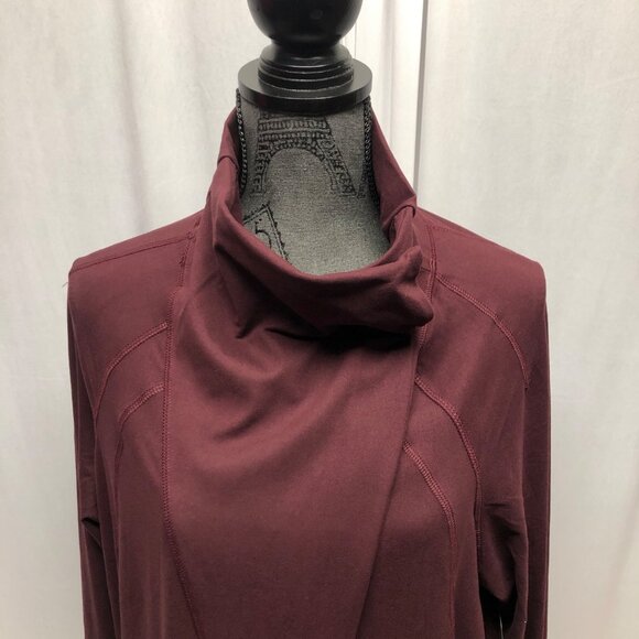 Rae Mode Burgundy Cowl Neck Wrap Cardigan Womens Size 3XL Stretch Jacket NEW - Picture 2 of 8